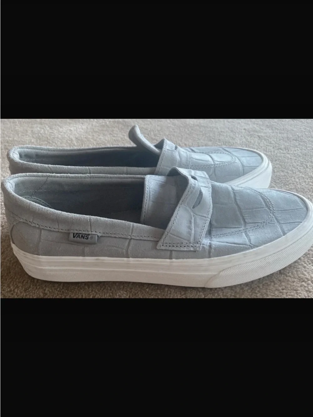 Vans Men's Light Gray Suede Penny Slip-On Loafers